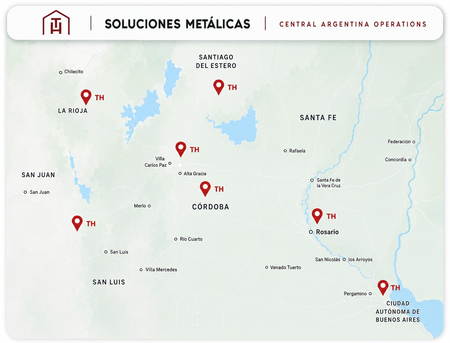 Zona de cobertura de TH Soluciones Metálicas